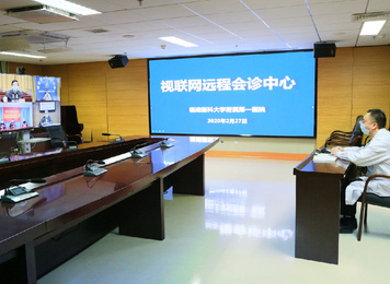 2020年2月28日，福建医大附一医院党委书记林章雅通过远程会诊平台与福建省省委书记于伟国、支援武汉医疗队、支援宜昌医疗队连线通话